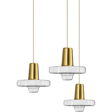 Pendant LED Lamp TOOLIGHT APP553-1CP Glass Metal Gold Round 1-light point 25x25x12-92cm