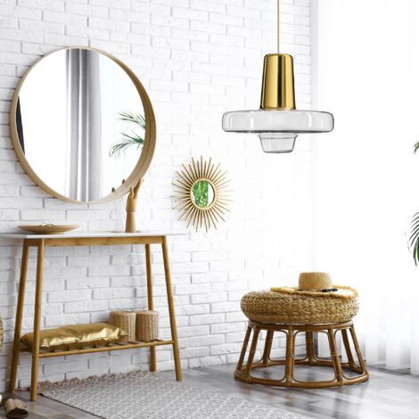 Pendant LED Lamp TOOLIGHT APP553-1CP Glass Metal Gold Round 1-light point 25x25x12-92cm