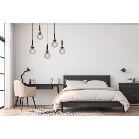 Pendant Lamp TOOLIGHT APP1126-5CP Black Gold Metal E14 5-light points
