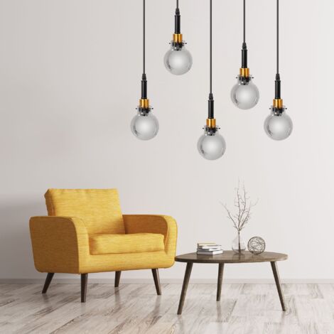 Pendant Lamp TOOLIGHT APP1126-5CP Black Gold Metal E14 5-light points