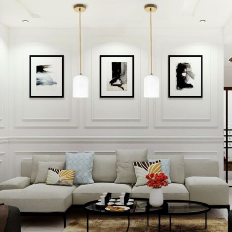 Pendant Lamp TOOLIGHT APP1169 Bell Metal - Glass White - Gold G9 1-light point