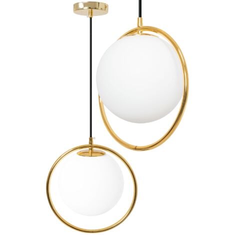 Pendant Lamp TOOLIGHT APP430-1CP Glass Ball White Gold 1-light point E27 28x28x28-88cm