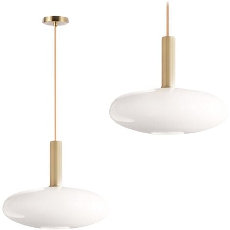 Pendant Lamp TOOLIGHT APP668-1CP Glass Gold White Round 1-light point E27 30x30x24-104cm