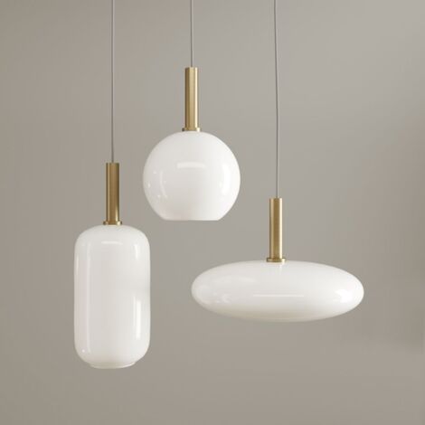 Pendant Lamp TOOLIGHT APP668-1CP Glass Gold White Round 1-light point E27 30x30x24-104cm