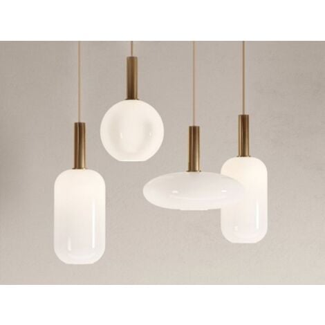 Pendant Lamp TOOLIGHT APP668-1CP Glass Gold White Round 1-light point E27 30x30x24-104cm