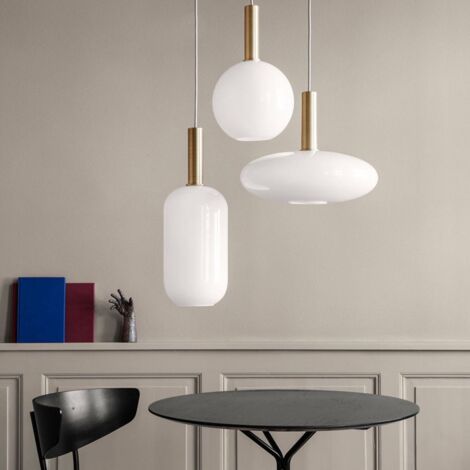 Pendant Lamp TOOLIGHT APP668-1CP Glass Gold White Round 1-light point E27 30x30x24-104cm