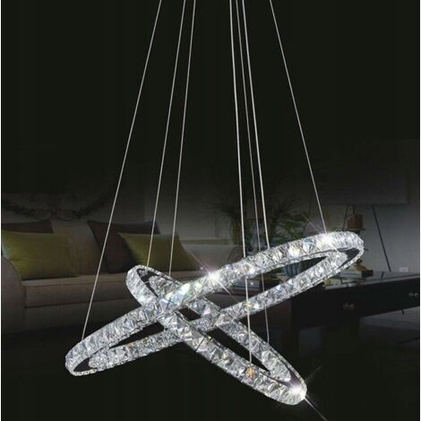 Pendant LED Lamp TOOLIGHT APP418-CP Cristal Ring + remote control 2-light points 50x50cm