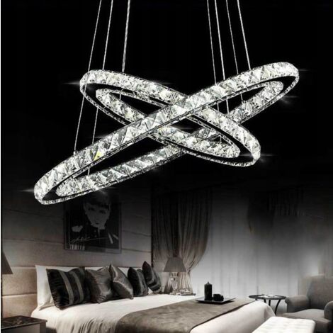 Pendant LED Lamp TOOLIGHT APP418-CP Cristal Ring + remote control 2-light points 50x50cm