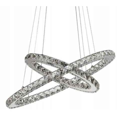 Pendant LED Lamp TOOLIGHT APP418-CP Cristal Ring + remote control 2-light points 50x50cm