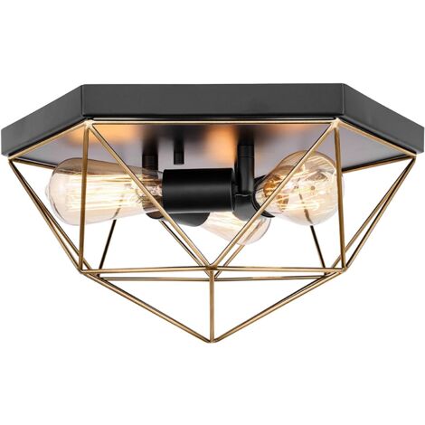 Ceiling Lamp Chandelier TOOLIGHT APP1094-3C Black Gold 3-light points E27 40,5x35,5x20Cm