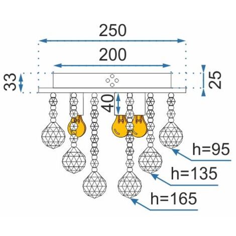 Ceiling Lamp Chandelier TOOLIGHT APP404-C Cristal 3-light points G9 25x25x16,5Cm