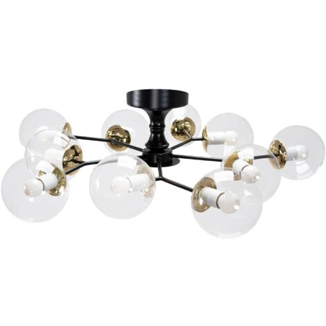 Chandelier Toolight APP1136-10C Black Gold Glass Balls E27 10-light points (1/5)