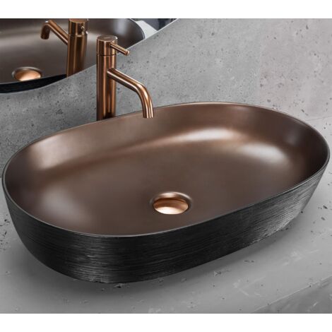COUNTERTOP WASHBASIN REA CLEO 61 BRUSH COPPER BLACK