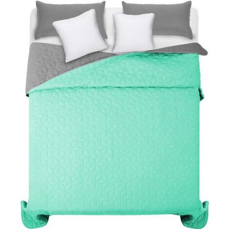 bedspread- quilted/double-sided Diamante Mint / L.Grey (1/5)