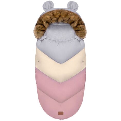 Luxurious Baby Sleeping Bag – Soft Pink Velvet with Faux Fur and Bow Design