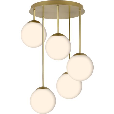 CEILING LAMP CHANDELIER TOOLIGHT APP1818-5CPR BRUSH GOLD WHITE (1/5)