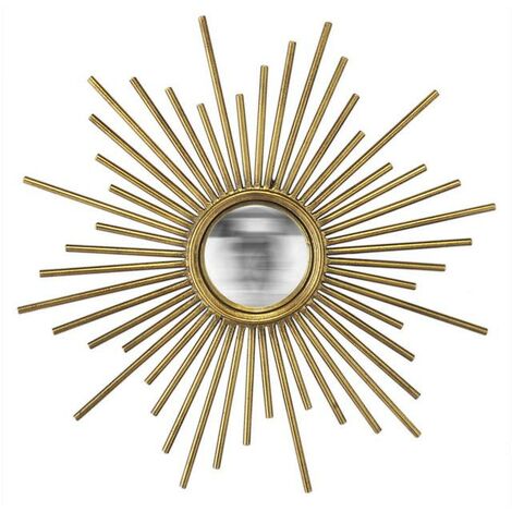 Miroir soleil convexe en métal doré 45cm – Design rayonnant – Réflexion unique pour agrandir l'espace – Pour intérieur moderne – Emde (1/2)