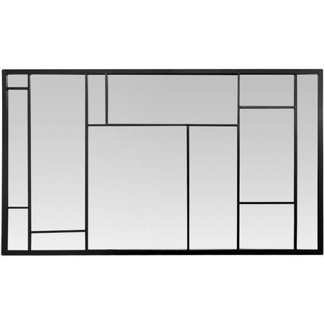Miroir sur pied noir 80x140cm – Style contemporain avec empiècement en métal – Apporte luminosité et profondeur à votre espace – Emde (1/2)