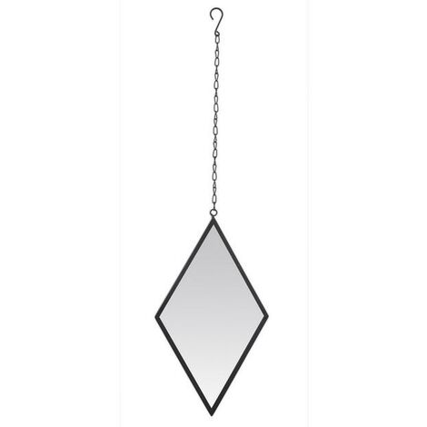 Miroir losange avec attache métal 21x36cm