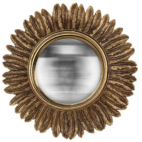 Miroir rond soleil convexe contours plumes 33 cm (1/2)