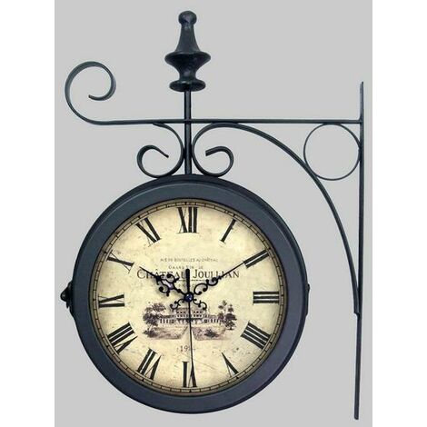 Horloge ronde double face suspendue 27x38cm (1/2)