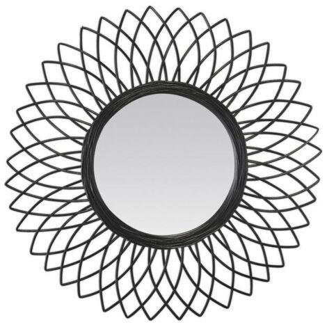 Miroir fleur en rotin noir 61cm (1/2)