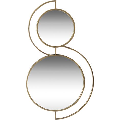 Miroir double ronds en métal doré 81,5x46,5x2cm (1/2)