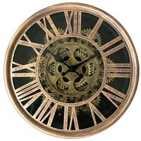 Horloge ronde dorée mécanisme apparent 25x6x25cm