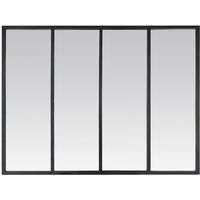 Drawer – Miroir sur pied industriel 90x120 cm – 4 bandes en métal – Design inspiré des fenêtres d'atelier – Pour intérieur moderne