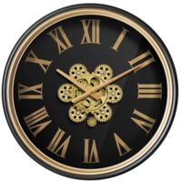 Horloge noire et dorée à mécanismes 50cm