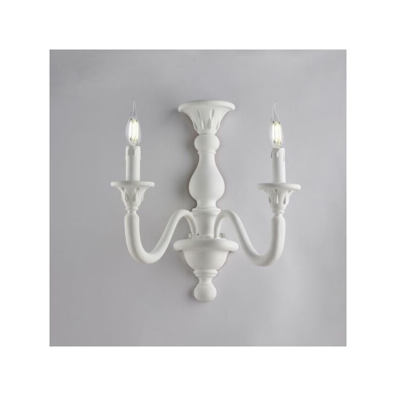 Applique in legno bianco shabby 2 luci Lucca