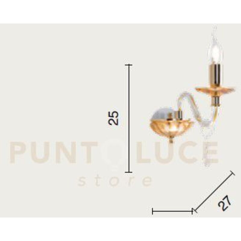 Vetrineinrete® Applique A Candelabro Stile Retrò Con Gocce In Acrilico Cristallo - Bianco E Oro, Attacco E14, 35x24x11 Cm, Per Camera E Soggiorno