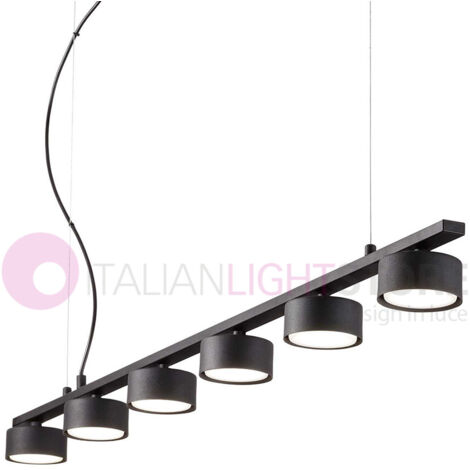 MINOR LAMPADARIO SOSPESO IN METALLO NERO 6 LUCI ATTACCO GX53 LAMPADINE INCLUSE L.115CM (1/3)
