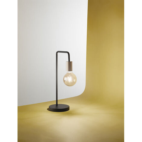 Lampada da tavolo in metallo verniciato nero opaco + ottone invecchiato Vector 1 luce attacco E27 (1/2)