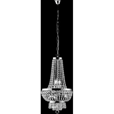 Lampadario imperiale in ferro e ottone Cromato con stass cinque luci 35x h70 cm