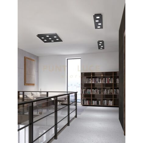Plafoniera 7 luci PIXEL in metallo verniciato nero attacco GX53 59,5cm