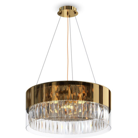 SOSPENSIONE WONDERLAND OTTONE CON CRISTALLI TRASPARENTI 6 LUCI (1/5)