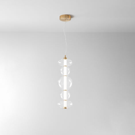 Sospensione in metallo e vetro trasparente  e oro spazzolatoBubbles LED 38W 3000K CRI80 220-240V 50/60Hz 3040Lm (1/4)