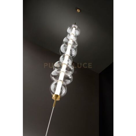 Bubbles Piantana con struttura in metallo e alluminio brushed gold Vetri trasparenti LED 37W 3000K CRI 80 220-240V 50/60Hz 2960Lm dimmerabile