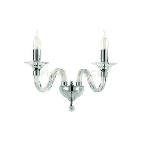 APPLIQUE GALA 2 LUCI ATTACCO E14 CRISTALLO E CROMO L.37CM