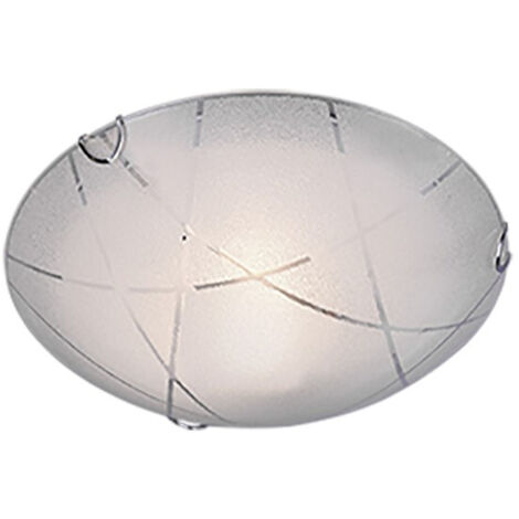 SANDRINA PLAFONIERA VETRO GRANIGLIA CON RIGHE TRASPARENTI D.30CM 1 LUCE ATTACCO E 27 (1/4)