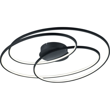 Plafoniera Interno Moderna Cerchi concentrici Dimmer 80 cm Nera Gale GD Trio (1/5)