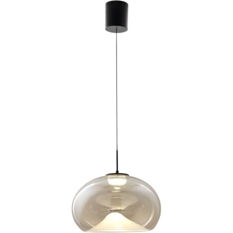 Brena - Lampada a sospensione singola cognac di Fabas Luce - Led 14W dimmerabile - Lampada da soffitto - Diametro 33cm (1/4)