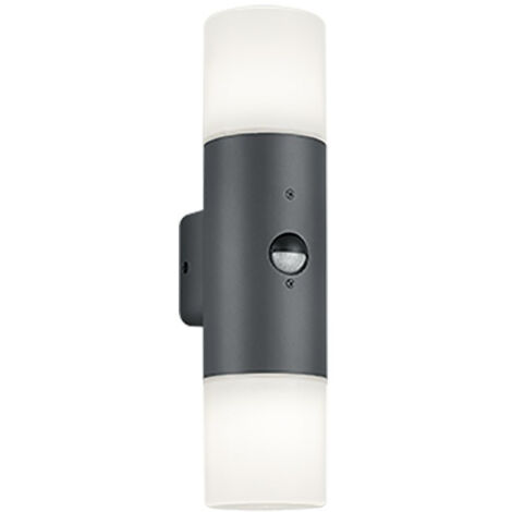 HOOSIC APPLIQUE LED CILINDRO ANTRACITE E DOPPIO DIFF. BIANCO CON SENSORE DI MOVIMENTO H.33 CM 2 LUCI ATTACCO E27 (1/3)