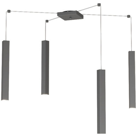 SQUARE TUBE SOSPENSIONE 4 LUCI GRIGIO ANTRACITE CAVO CM.250 CON BASE 1173-S4-GA (1/4)