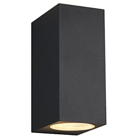ROYA APPLIQUE DA ESTERNO FUSIONE ALLUMINIO SQUADRATA ANTRACITE A BI-EMISSIONE IP44 H.15CM 2 LUCI ATTACCO GU10 (1/4)