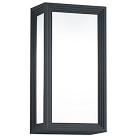 TIMOK APPLIQUE 1xLUCE ATTACCO E27 LAMPADINA INCLUSA 4,9W 470lm, 3000K RETTANGOLARE ANTRACITE CM 28,5X15CM IP54 (1/4)