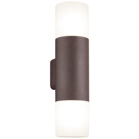HOOSIC APPLIQUE DA ESTERNO DOPPIO DIFFUSORE FUSIONE DI ALLUMINIO COLORE RUGGINE H. 33CM 2 LUCI ATTACCO E27 (1/4)