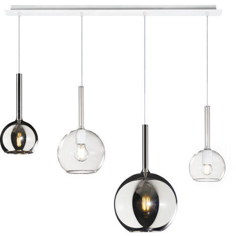 SOSP. BIANCO RETTANGOLARE 4 LUCI VETRI (1 GRANDE CR+1 MEDIO TR +2 PICCOLO(1X CR+1X TR) 1155BI-S4 RMIX-TC