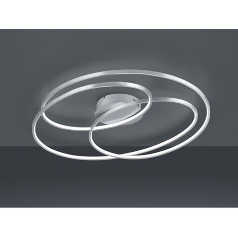GALE PLAFONIERA LED 50W 7000lm, 3000K GRANDE ACCIAIO SATINATO 3 CERCHI CONCENTRICI CON REGOLAZIONE INTENSITA' CON INTERRUTTORE D.80CM (1/5)